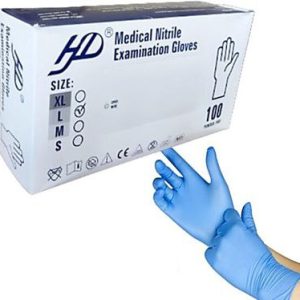 دستکش نیتریل آبی اچ دی (۱۰۰عددی)