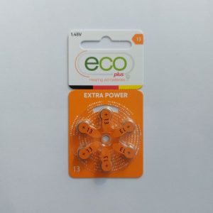 باتری سمعک اکو پلاس سایز ۱۳ بسته ۶ عددی